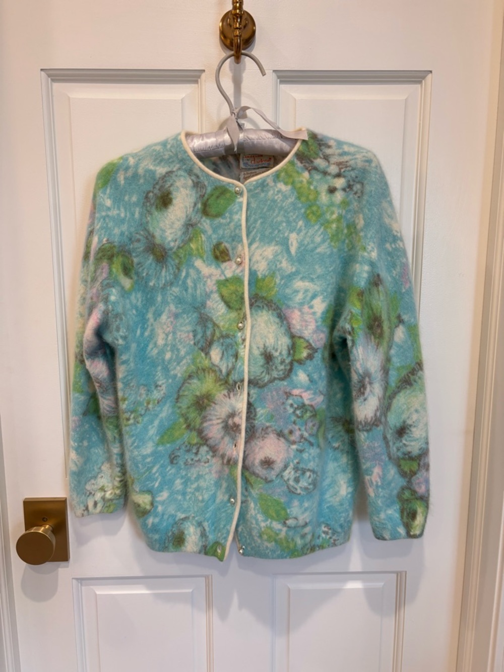Darlene Floral Aqua Blue Cardigan Sweater